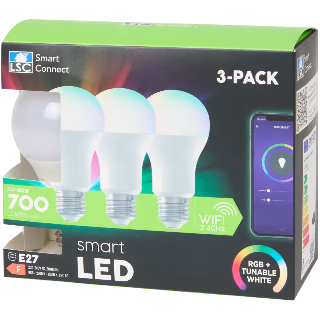 Ampoules LED connectées LSC Smart Connect 3 pièces | 8-40 watts | 700 lumens