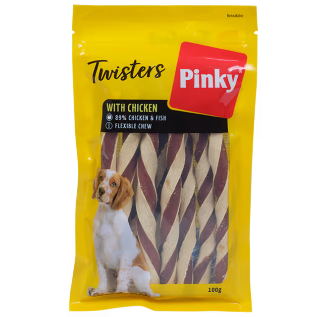 Bâtonnets à mâcher pour chien Pinky Twisters 100 g