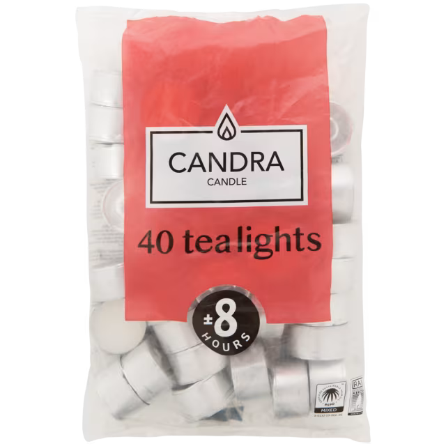 Bougies chauffe-plats Candra Blanc 8H